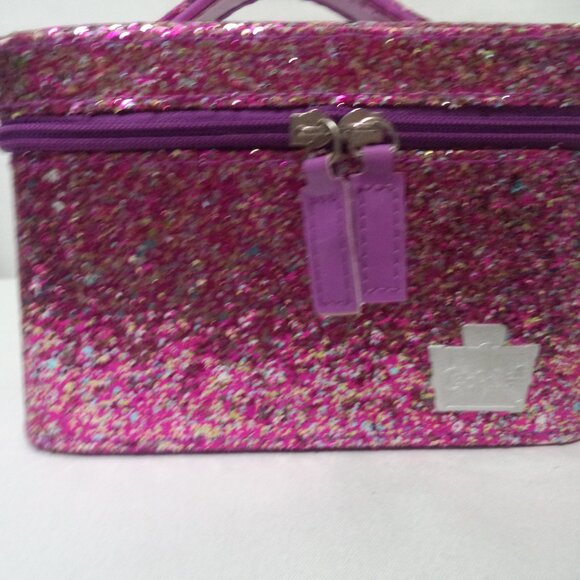 Caboodles Travel Case Glitter Small inside mirror Travel purple silver 4.5" x 7" - Picture 2 of 11